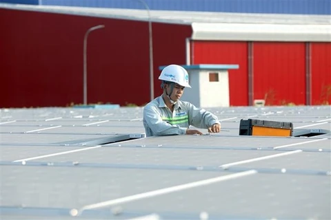 Периодическая проверка солнечных батарей на заводе Щонгхау. (Фото: Фан Туан Ань / ВИА)