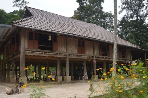 Дом на сваях семьи г-жи Фам Тхи Шау (деревня Лаптханг, община Тачлак, район Нгоклак) возрастом почти 100 лет. (Фото: ВИА)