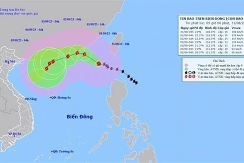 Движение тайфуна Саола. (Источник: Национальный центр гидрометеорологических прогнозов)