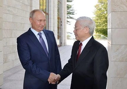 Генеральный Секретарь КПВ, Президент СРВ Нгуен Фу Чонг и Президент РФ В.Путин в Сочи, сентябрь 2018 года. (Фото: МИД Вьетнама)