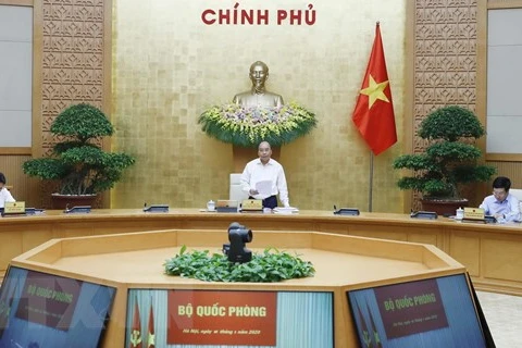 В первой половине дня 5 апреля в Ханое состоялось очередное апрельское заседание правительства под председательством премьер-министра Нгуен Суан Фука. (Фото: ВИА)