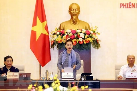 Председатель НС Нгуен Тхи Ким Нган выступает на мероприятии (Фото: ВИА) 