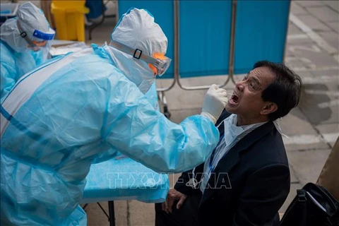 Медработники берут образцы у людей в Пекине для тестирования на COVID-19, Китай, 28 мая 2020 года. (Фото: AFP/ВИА)