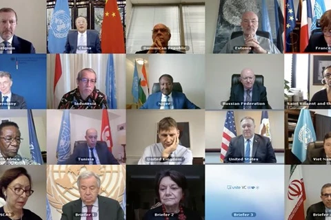 Представители стран-членов Совета Безопасности ООН на онлайн-заседании 30 июня (Фото: ВИА)