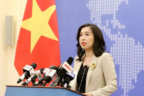 Пресс-секретарь МИД Ле Тхи Тху Хан выступает на очередной пресс-конференции 16 июля (Фото: ВИА)
