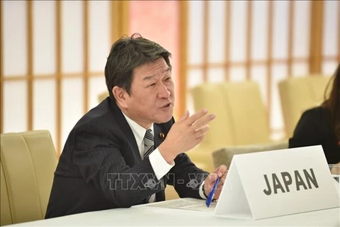 Министр иностранных дел Японии Мотеги Тошимицу на онлайн-встрече по COVID-19 в Токио (Фото: AFP/ВИА)