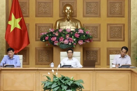 Заместитель премьер-министра Ву Дык Дам (в центре) на совещании (Фото: ВИА)