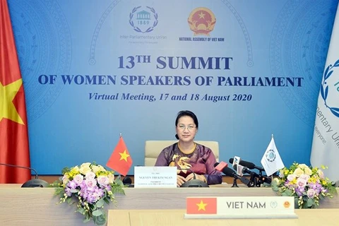 Председатель Национального собрания Нгуен Тхи Ким Нган на 13-м саммите женщин-спикеров парламента (Фото: ВИА)