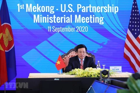 Заместитель премьер-министра и министр иностранных дел Фам Бинь Минь являются сопредседателями первой министерской встречи по вопросам партнерства между Меконгом и США (Фото: ВИА)