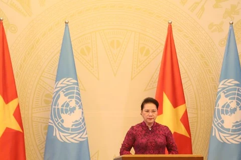 2 октября (по вьетнамскому времени) председатель Национального собрания Вьетнама Нгуен Тхи Ким Нган направила важное послание Заседанию высокого уровня Генеральной Ассамблеи Организации Объединенных Наций (Фото: Министерство иностранных дел)
