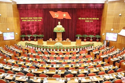 13-й пленум ЦК КПВ 12-го созыва завершился в Ханое 9 октября после 5 рабочих дней. (Фото: ВИА)