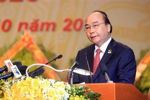 Член Политбюро, премьер-министр Нгуен Суан Фук выступает на церемонии открытия (Фото: ВИА)
