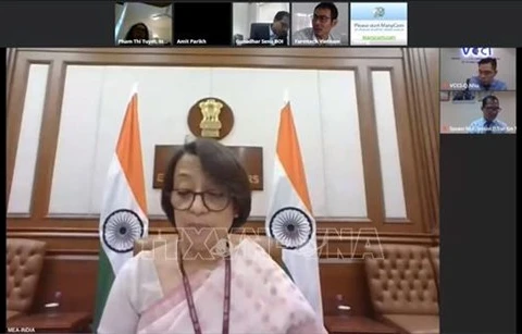 На форуме выступает заместитель министра иностранных дел Индии Рива Гангули Дас. (Фото: ВИА)