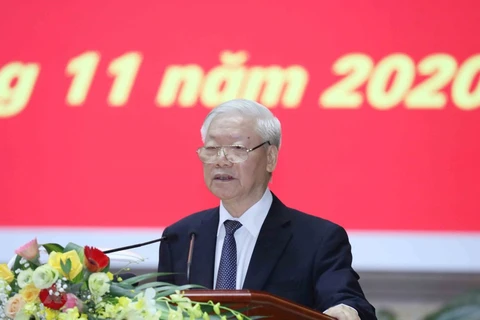 Генеральный секретарь ЦК КПВ, президент Нгуен Фу Чонг принял участие и выступил с руководящей речью на конференции. (Фото: ВИА)