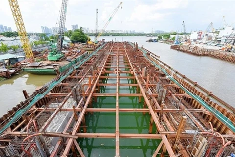 Дренажная система Тантхуан, строящаяся в районе 7, является одним из основных проектов по борьбе с наводнениями в Хошимине (Фото: ВИА)
