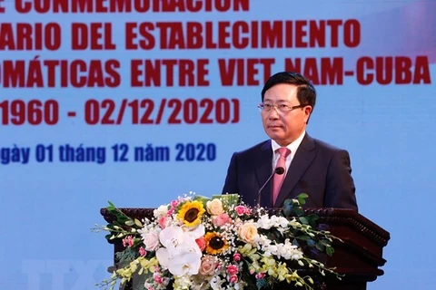 На мероприятии выступает заместитель премьер-министра, министр иностранных дел Фам Бинь Минь. (Фото: ВИА)