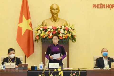 Председатель НС Нгуен Тхи Ким Нган выступет на мероприятии. (Фото: ВИА)