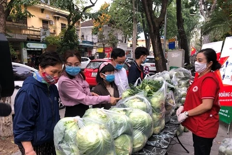 Кампания призывает местных потребителей помочь фермерам в провинции Хайзыонг, которые борются с пандемией COVID-19 с огромным количеством непроданной сельскохозяйственной продукции. (Фото: ВИА)