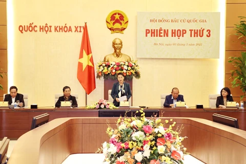 Председатель НС Нгуен Тхи Ким Нган председательствует на заседании НИК. (Фото: ВИА)