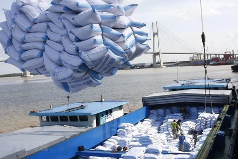 Погрузка и разгрузка риса на экспорт в порту Сайгон. (Фото: ВИА)