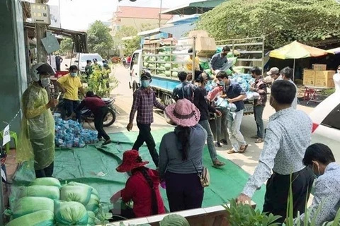 Транспортировка риса для вьетнамцев в Камбоджу (Фото: ВИА)