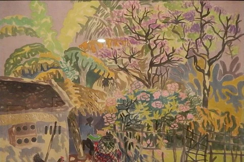 Работа «В саду» художника Фам Виет Хонг Лам, 1987 году. (Источник thanhnien.vn)
