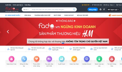 Сообщение Fado.vn о прекращении торговли продукцией бренда H&M на неопределенный срок.