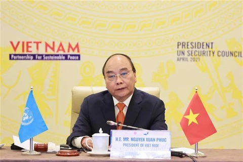 Президент Вьетнама Нгуен Суан Фук на дискуссии СБ ООН. (Фото: ВИА) 