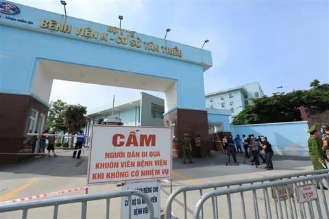 Режим карантин установлен в третьем филиале онкологической больницы (больница К) в Танчиеу, Донг-ань, Ханой, в связи с выялением инфицированных. (Фото: ВИА)