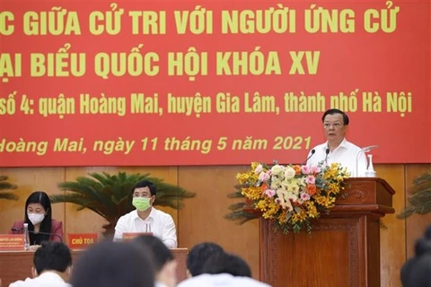 Член Политбюро и секретарь партийного комитета Ханоя Динь Тиен Зунг представил свой план действий. (Фото: ВИА)