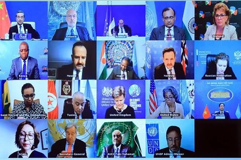 Участники открытых дебатов по вопросам мира и безопасности в Африке в режиме телеконференции 19 мая (Фото: ВИА)