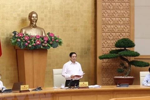 Премьер-министр Фам Минь Тьинь выступает на встрече (Фото: ВИA)