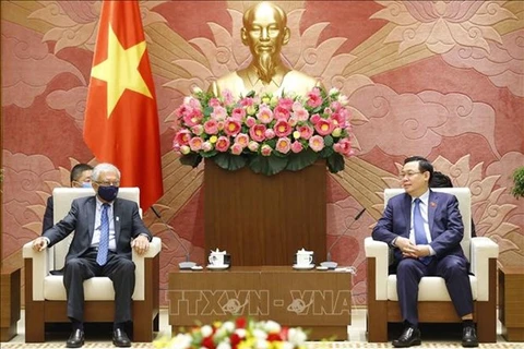 12 августа председатель Национального собрания Выонг Динь Хюэ (справа) принимает покидающего свой пост постоянного координатора ООН во Вьетнаме Камала Малхотру (Фото: ВИА)