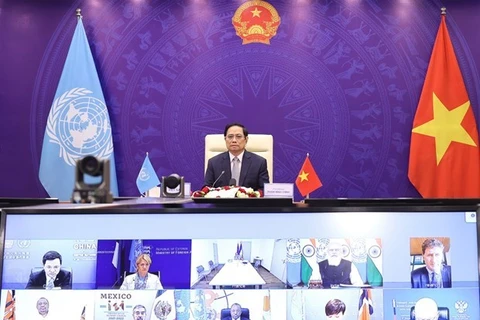 Премьер-министр Фам Минь Тьинь присутствует на открытых дебатах высокого уровня Совета Безопасности Организации Объединенных Наций (СБ ООН) по вопросам безопасности на море. (Фото: ВИА)