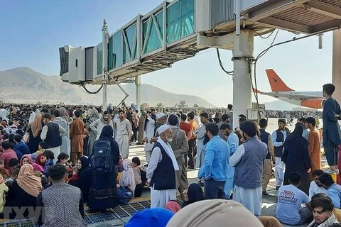 Афганцы собрались в аэропорту Афганистана после того, как талибы захватили столицу Кабула (Фото: AFP/ВИA)