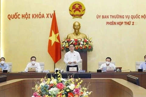 Председатель национального собрания Выонг Динь Хюэ выступает на открытии заседании. (Фото: ВИА)