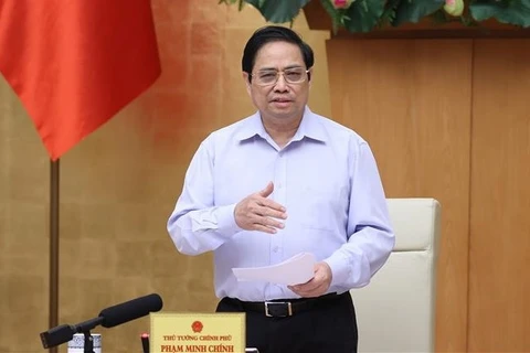 Премьер-министр Фам Минь Тьинь выступает на заседании. (Фото: ВИА)