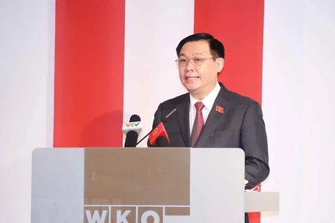  Председатель НС Выонг Динь Хюэ выступает на вьетнамско-австрийском бизнес-форуме (Фото: ВИА)