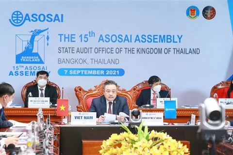 Заседание вел Чан Ши Тхань, Государственный аудитор Вьетнама, председатель ASOSAI на период 2018-2021 годов. (Фото: ВИА)