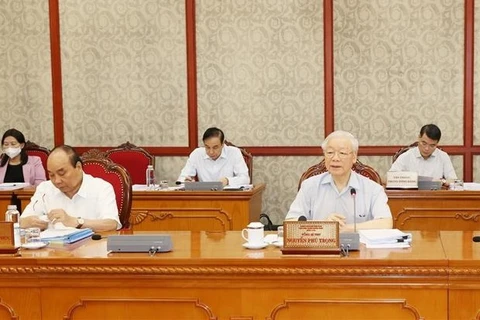 Генеральный секретарь Нгуен Фу Чонг выступил с речью на закрытии заседании. (Фото: ВИА)