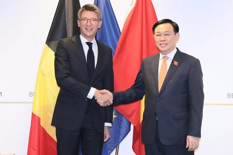 Председатель Национального собрания Выонг Динь Хюэ и вице-премьер Бельгии, министр экономики и труда Пьер-Ив Дермань. (Фото: ВИА)