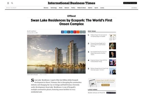 Статья о Landmark Residences Swanlake в американской газете International Business Times (Фото: vneconomy.vn)