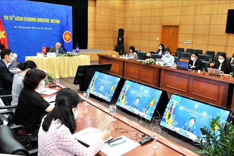 Вьетнамская делегация приняла участие в конференции из Ханоя. (Фото: ВИА)