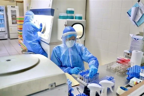 Женщина-техник из центральной больницы Хюэ участвует в тестировании на COVID-19. (Фото: опубликовано ВИА)