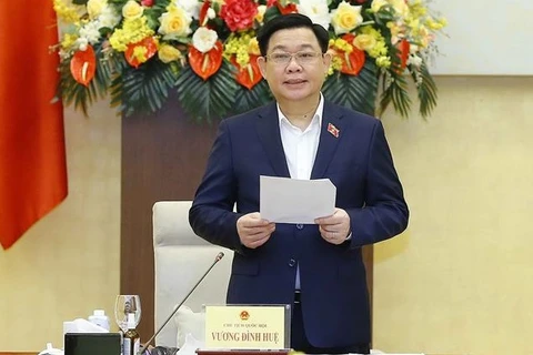 Председатель Национального собрания Выонг Жинь Хюэ выступает. (Фото: ВИА)