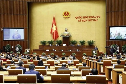 Председатель Национального собрания 15-го созыва Выонг Динь Хюэ выступает на церемонии открытия второй сессии. (Фото: ВИА)