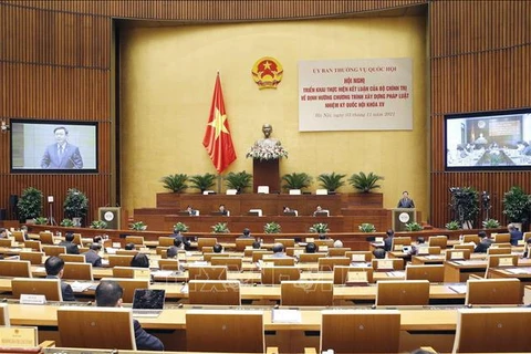 Выступает председатель Национального собрания Выонг Динь Хюэ. (Фото: ВИА)