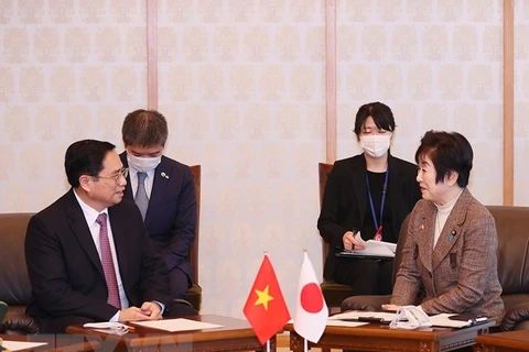 Премьер-министр Фам Минь Тьинь имел встречу с председателем Палаты советников Японии Санто Акико. (Фото: Зыонг Жанг/ВИА)