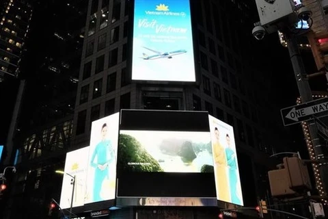 Vietnam Airlines показывает ролик о Вьетнаме на Таймс-сквере в США. (Источник: Vietnam Airlines)