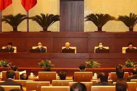 Конференцию возглавили генеральный секретарь ЦК КПВ Нгуен Фу Чонг и руководители Партии и государства. (Фото: ВИА)